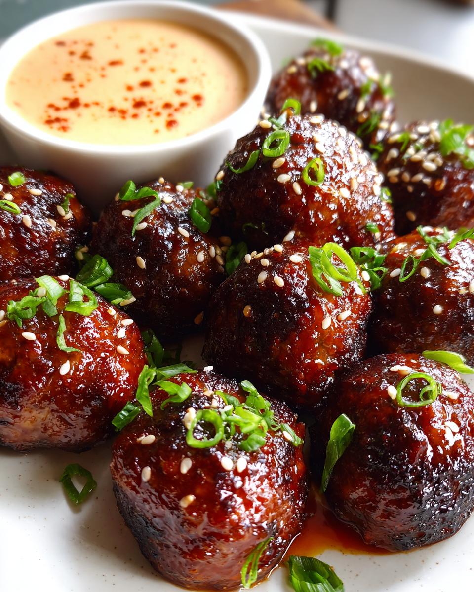 Korean BBQ Meatballs with Spicy Mayo Dip - detail 2