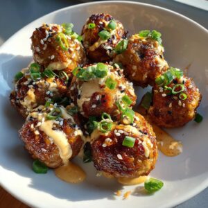 Korean BBQ Meatballs with Spicy Mayo Dip