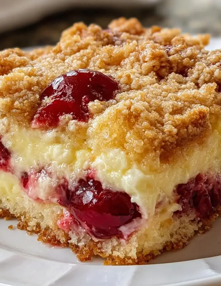 Lemon Cherry Cream Cheese Dump Cake