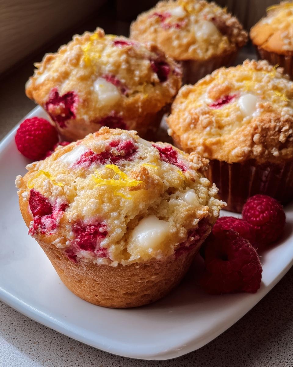 Lemon Raspberry White Chocolate Muffins - detail 2