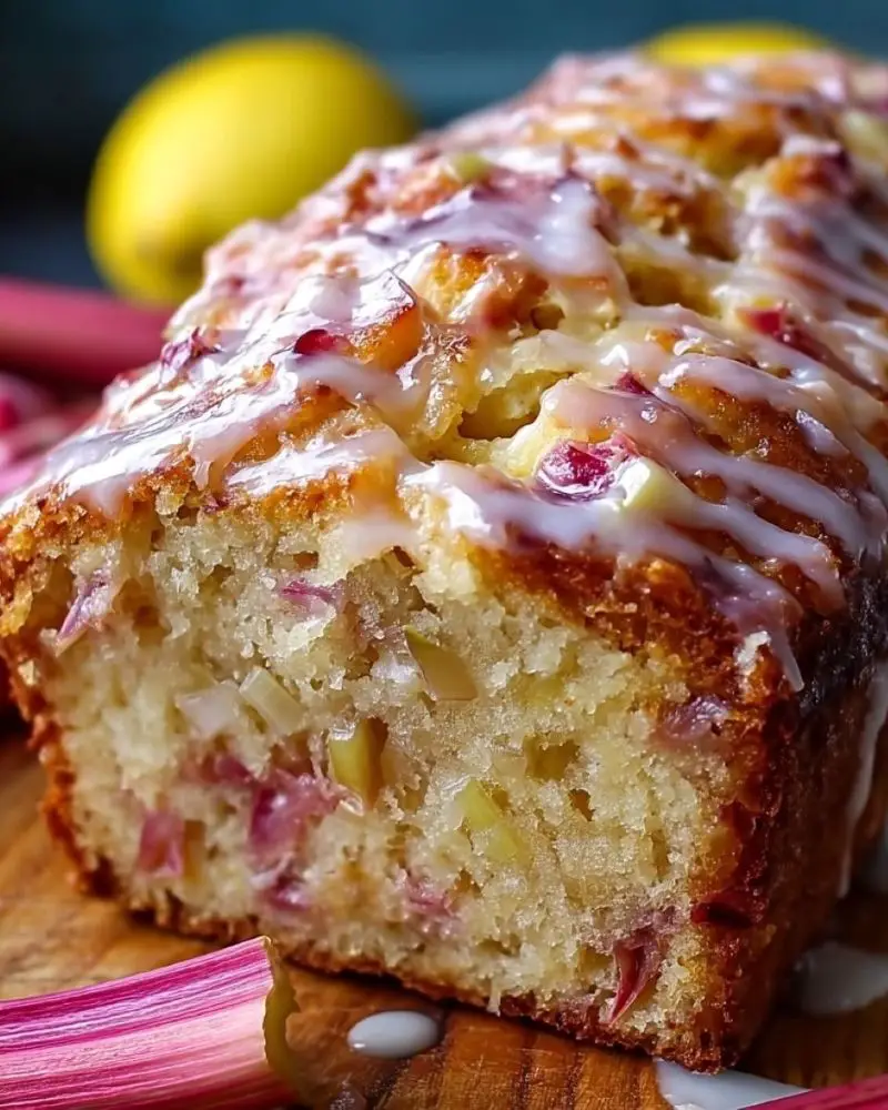 Lemon Rhubarb Loaf with Glaze