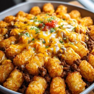 Loaded Beef Taco Tater Tot Casserole