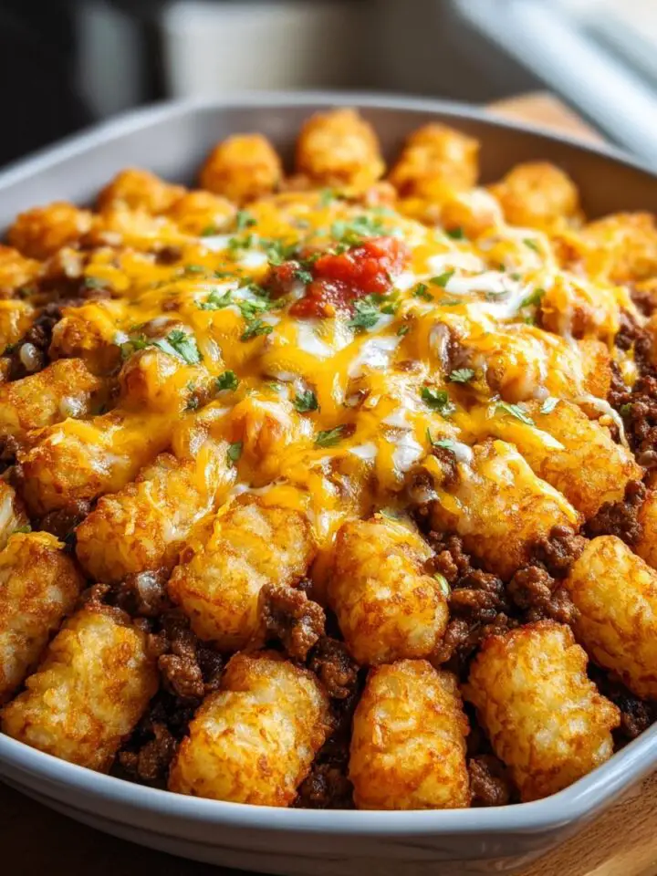 Loaded Beef Taco Tater Tot Casserole