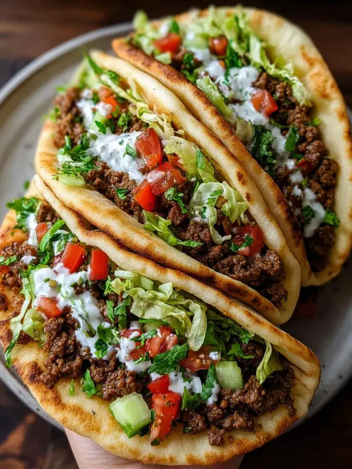 Mediterranean Ground Beef Pita Pockets