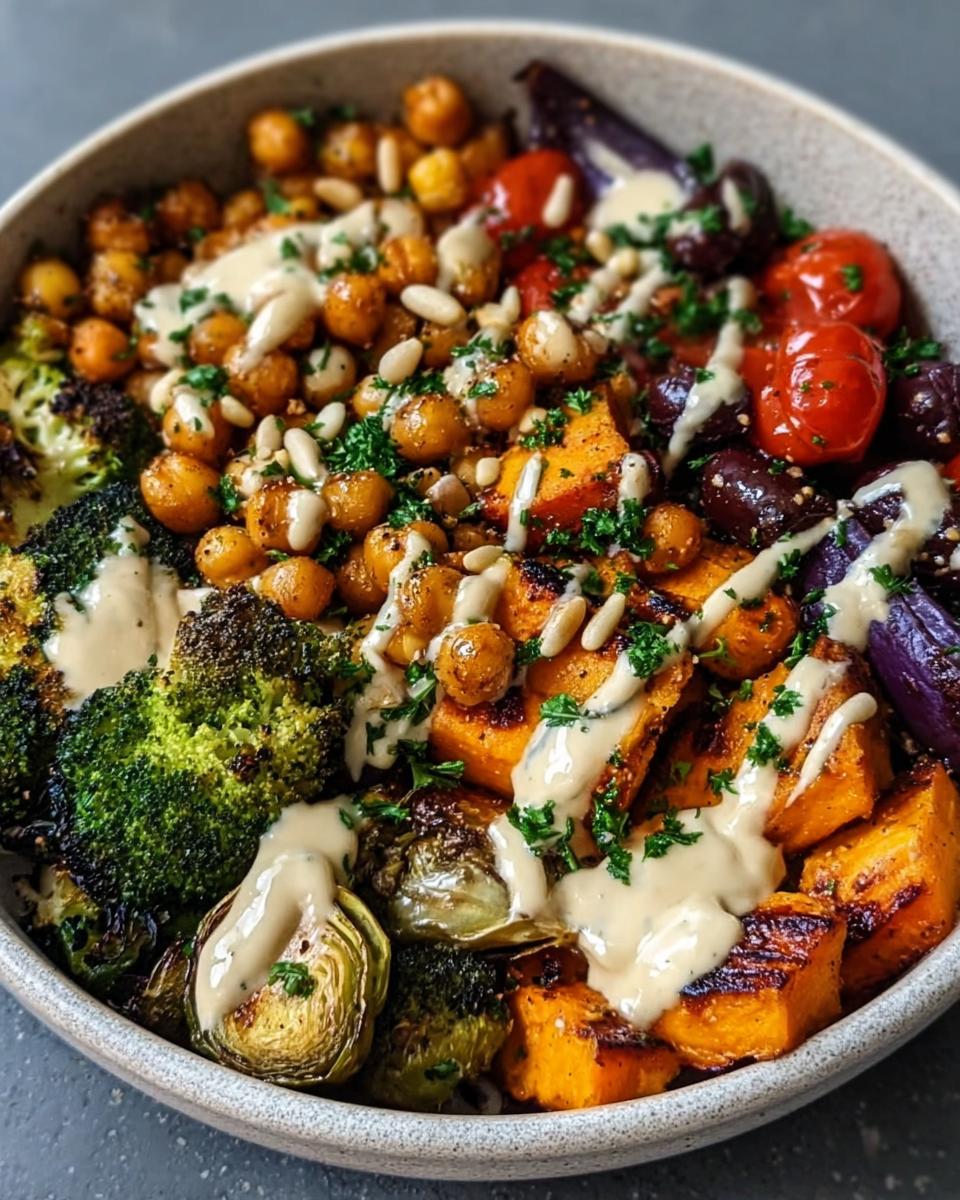 Mediterranean Roasted Veggie & Chickpea Bowls with Tahini Dressing - detail 1