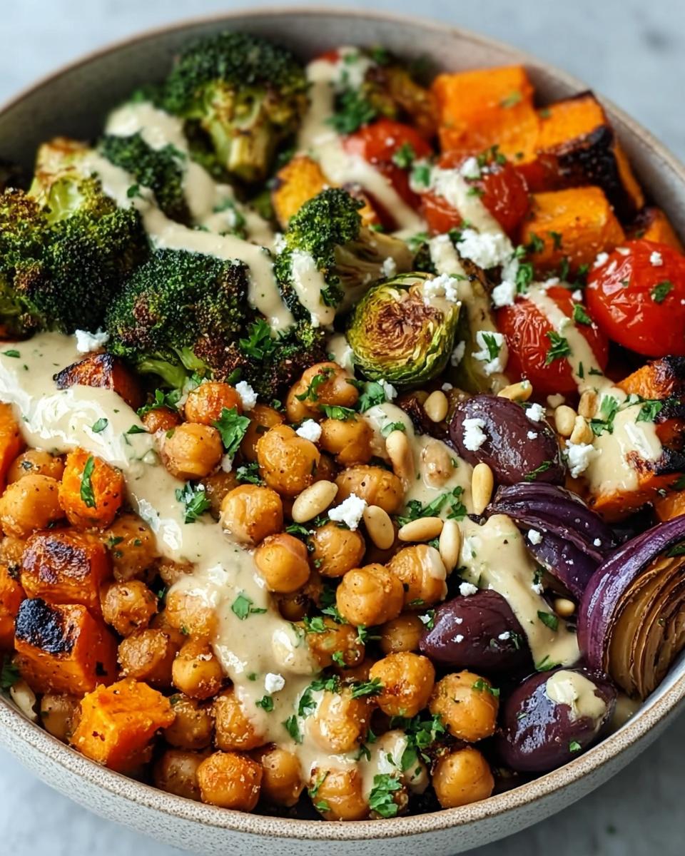 Mediterranean Roasted Veggie & Chickpea Bowls with Tahini Dressing - detail 2