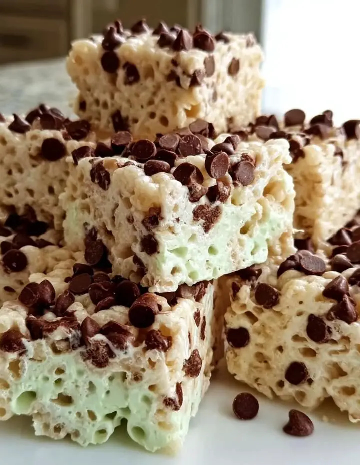 Mint Chocolate Chip Rice Krispie Treats