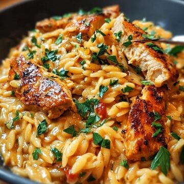 One-Pot Cajun Chicken Alfredo Orzo