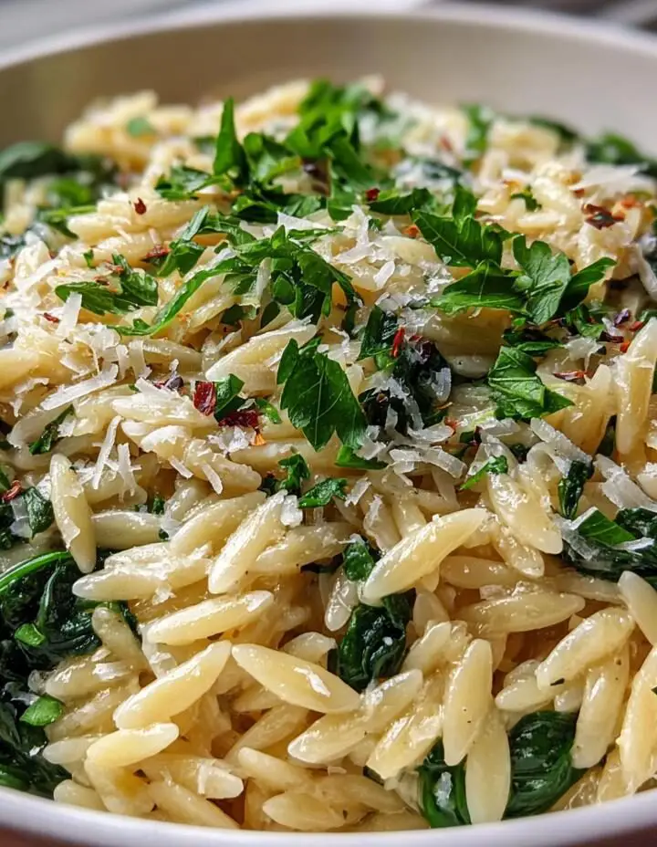 One-Pot Spinach Orzo with Parmesan