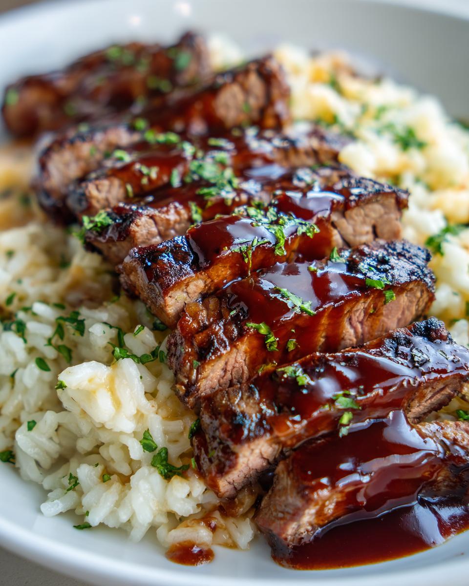 One-Skillet Creamy Honey BBQ Steak Rice - detail 1