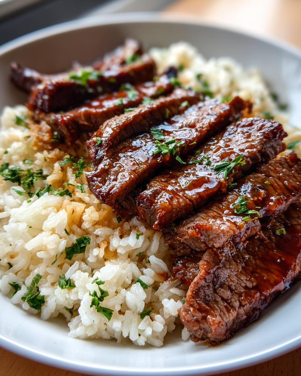 One-Skillet Creamy Honey BBQ Steak Rice - detail 2