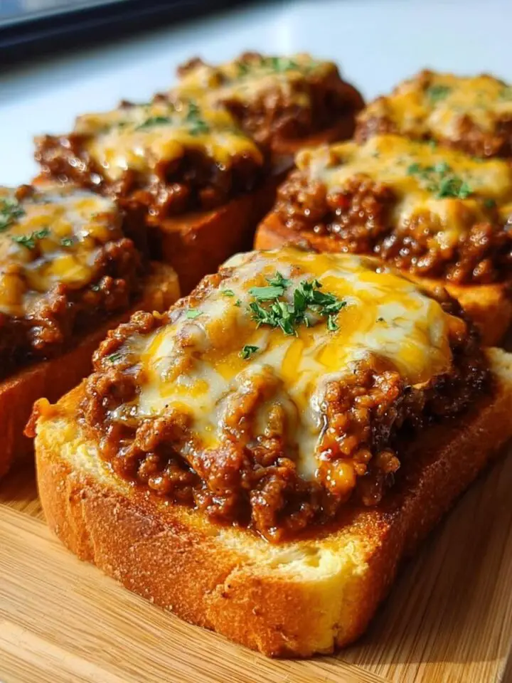 Open Face Garlic Toast Sloppy Joes
