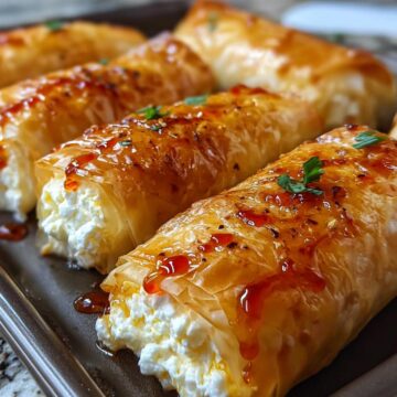 Oven-Fried Feta Rolls with Chili Honey