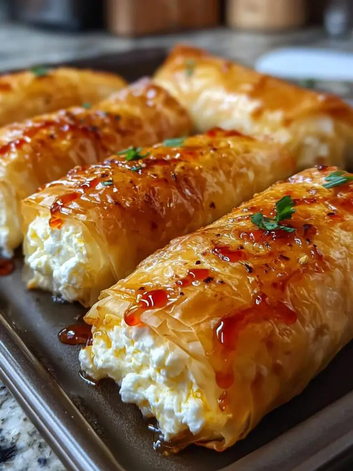 Oven-Fried Feta Rolls with Chili Honey