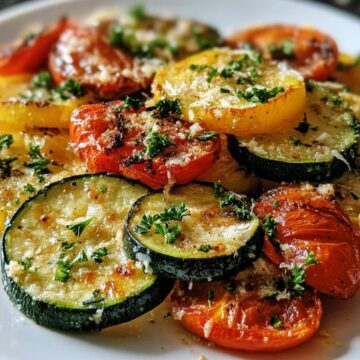 Oven-Roasted Zucchini, Squash, and Tomatoes with Parmesan