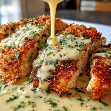 Parmesan Crusted Chicken with Creamy Garlic Sauce