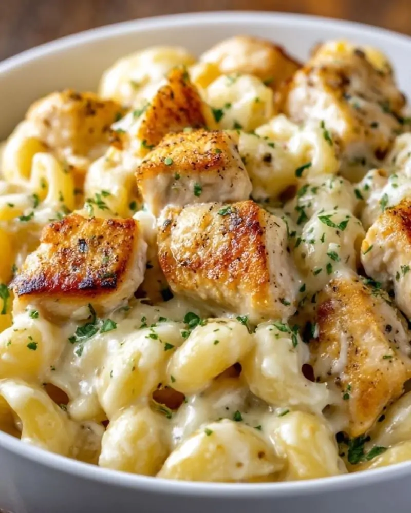 Parmesan Garlic Chicken Mac and Cheese
