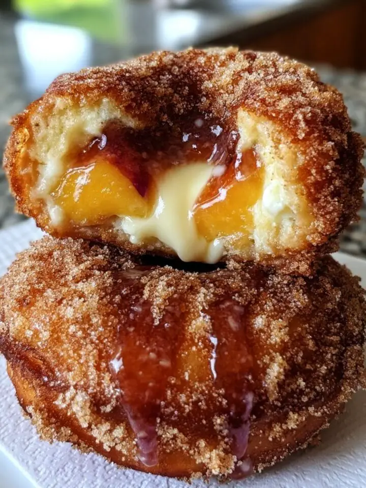 Peach Cobbler Cheesecake Donnuts