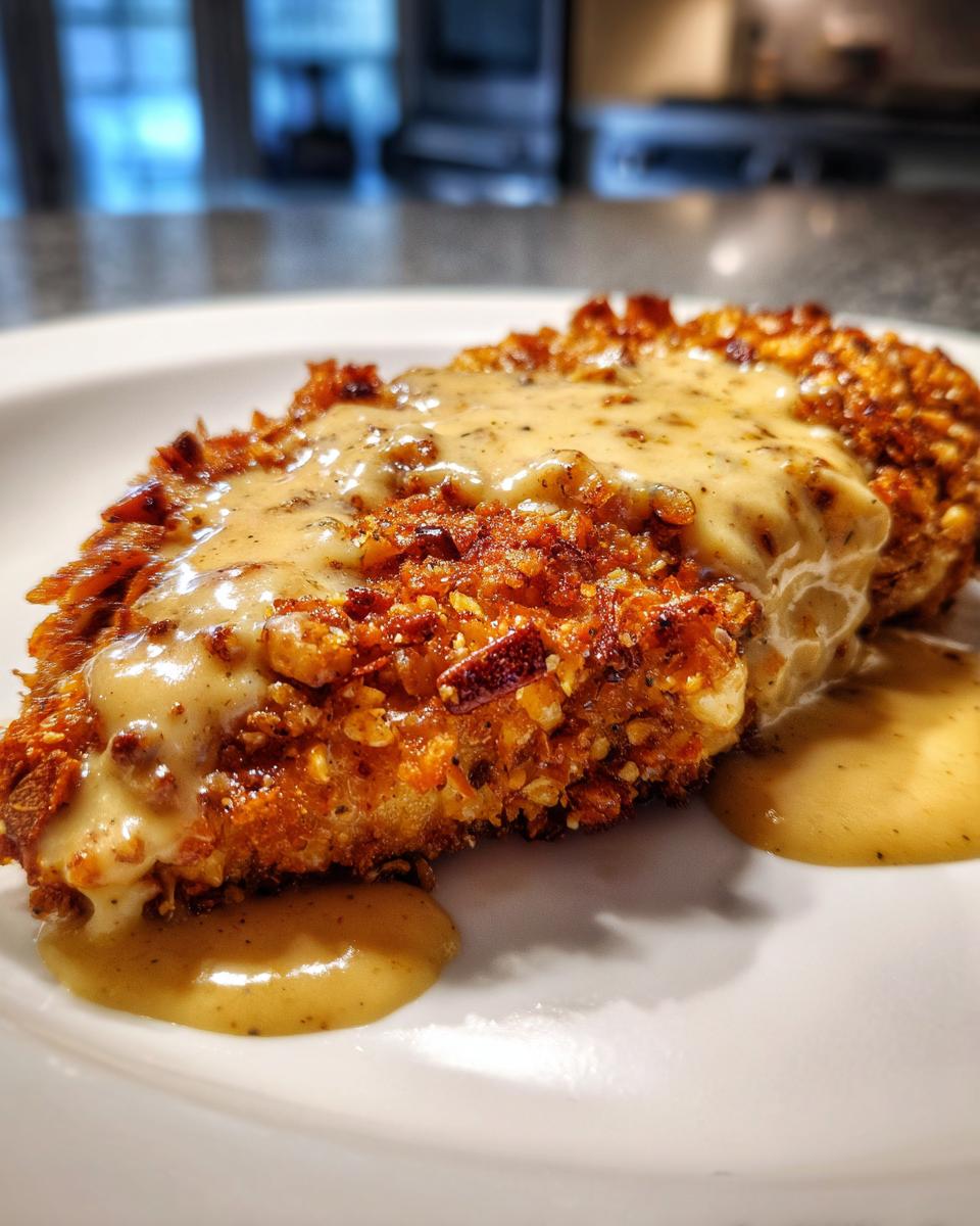 Pretzel Chicken with Mustard-Cheddar Sauce - detail 1