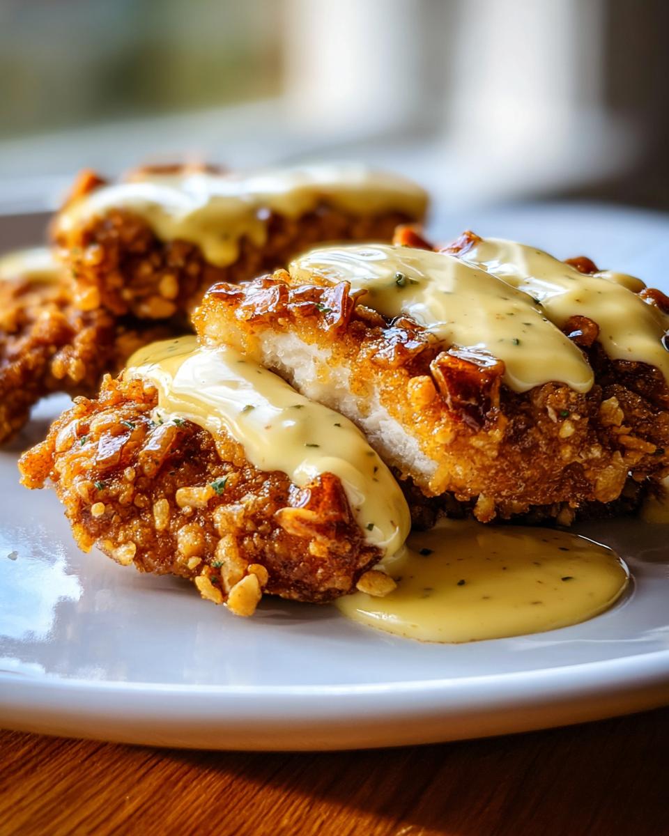 Pretzel Chicken with Mustard-Cheddar Sauce - detail 1