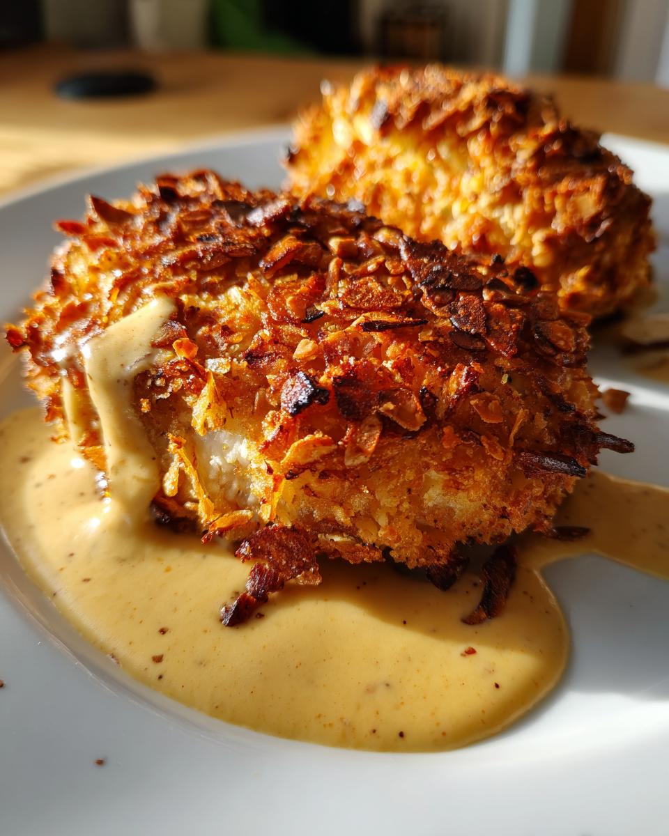 Pretzel Chicken with Mustard-Cheddar Sauce - detail 1