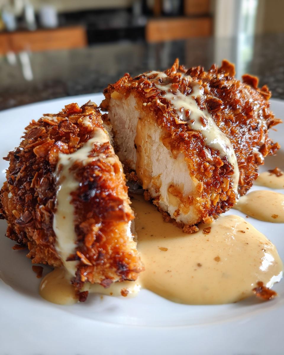 Pretzel Chicken with Mustard-Cheddar Sauce - detail 2