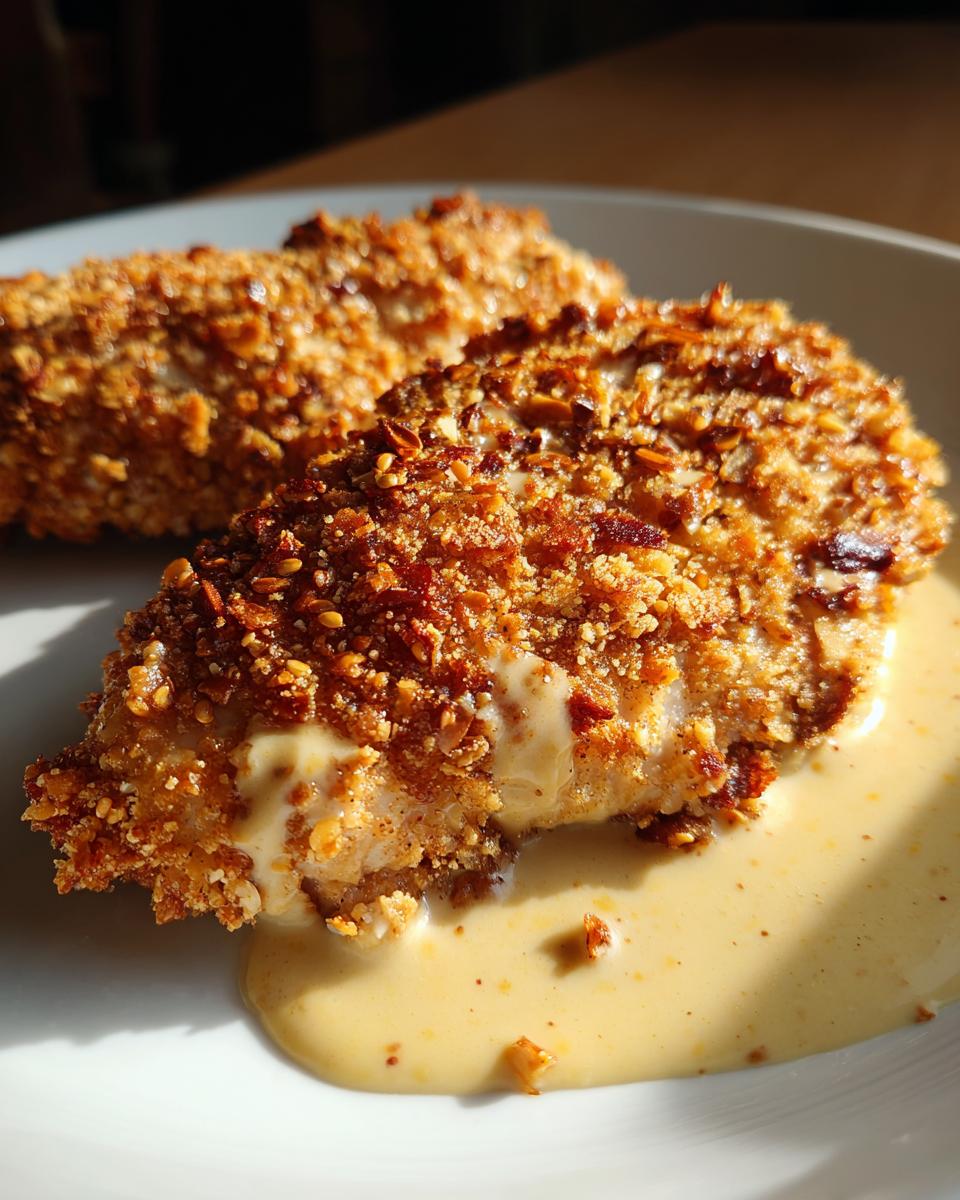 Pretzel Chicken with Mustard-Cheddar Sauce - detail 2