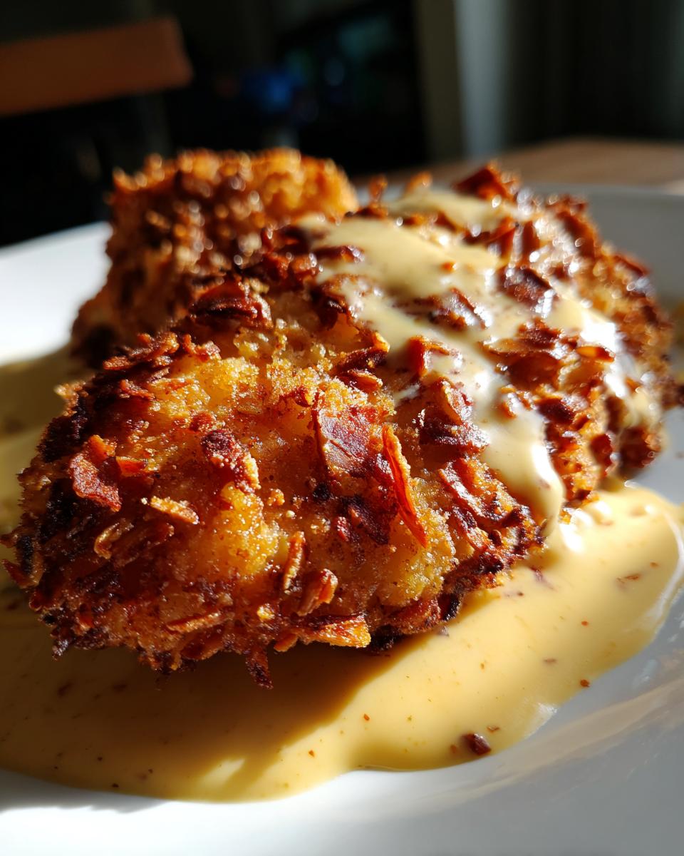 Pretzel Chicken with Mustard-Cheddar Sauce - detail 3
