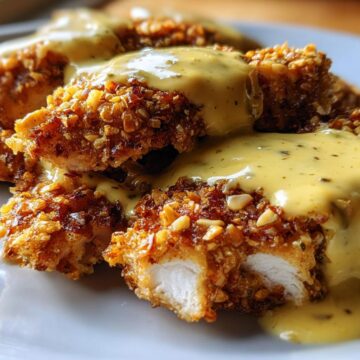 Pretzel Chicken with Mustard-Cheddar Sauce