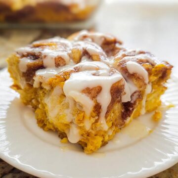 Pumpkin Cinnamon Roll Casserole