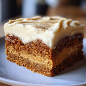 Pumpkin Spice Gooey Cake with Cream Cheese Frosting