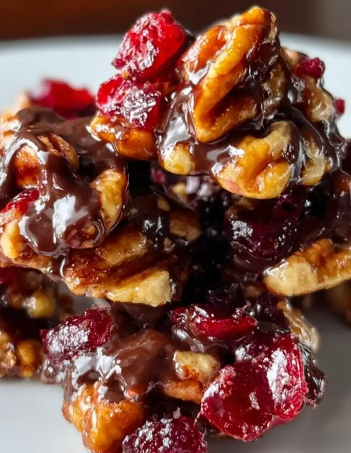 Quick No-Bake Cranberry Pecan Chocolate Clusters