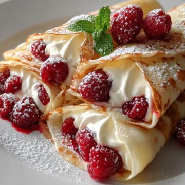 Raspberry Vanilla Cream Crepes