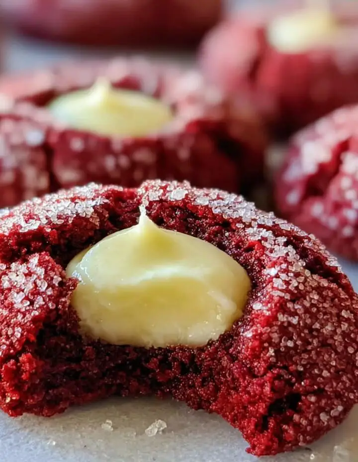 Red Velvet Thumbprint Cookies with Cream Cheese