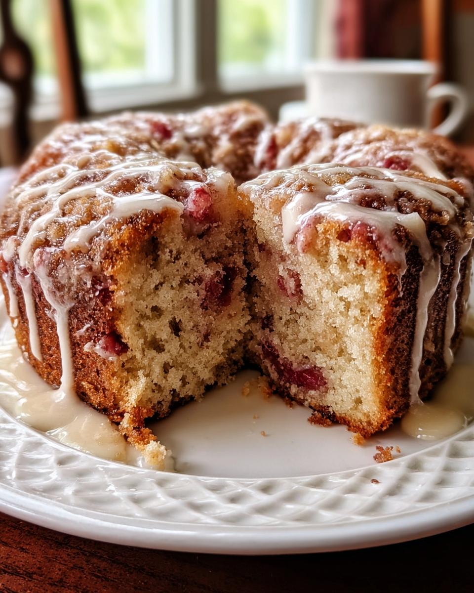 Rhubarb Cinnamon Roll Cake - detail 1