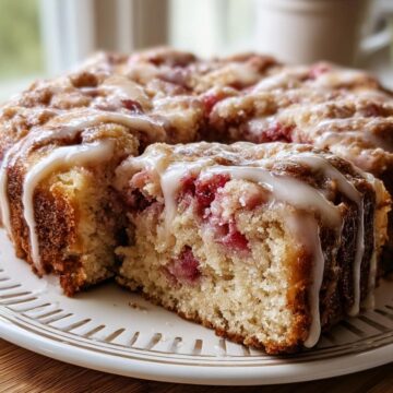 Rhubarb Cinnamon Roll Cake