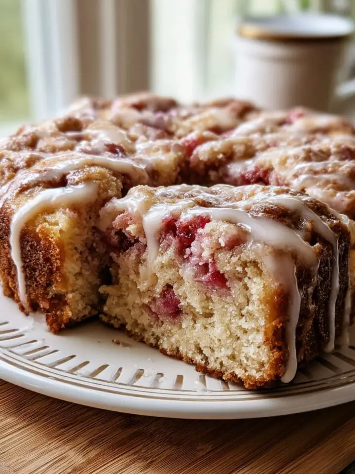 Rhubarb Cinnamon Roll Cake