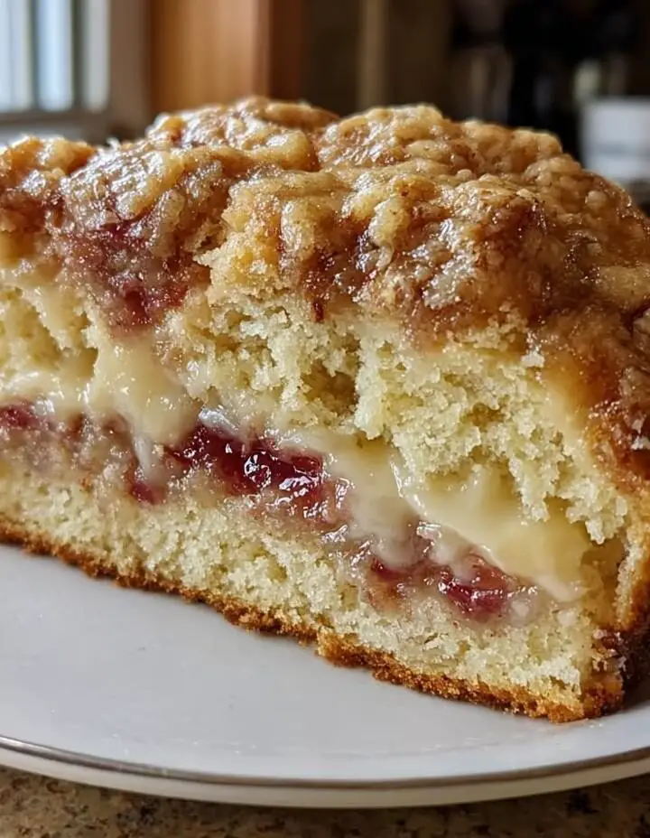 Rhubarb Cream Cheese Breakfast Cake