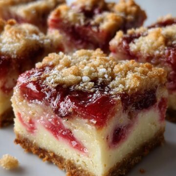 Rich Rhubarb & Cream Cheese Dessert Squares