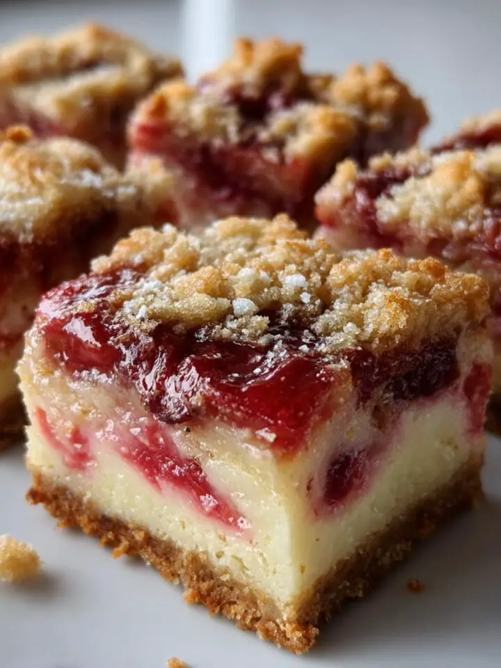 Rich Rhubarb & Cream Cheese Dessert Squares