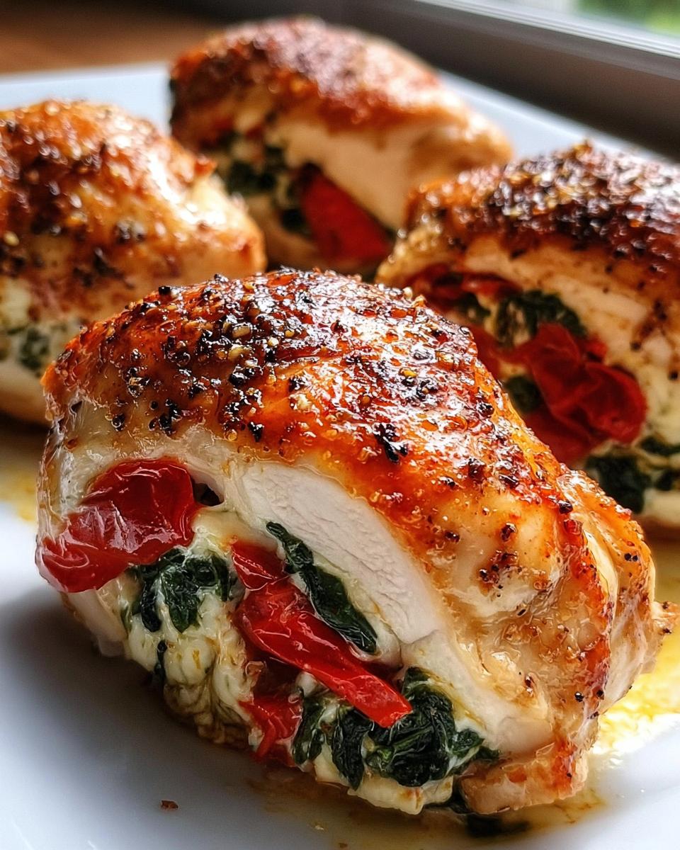 Roasted Red Pepper, Spinach, and Mozzarella Stuffed Chicken - detail 2
