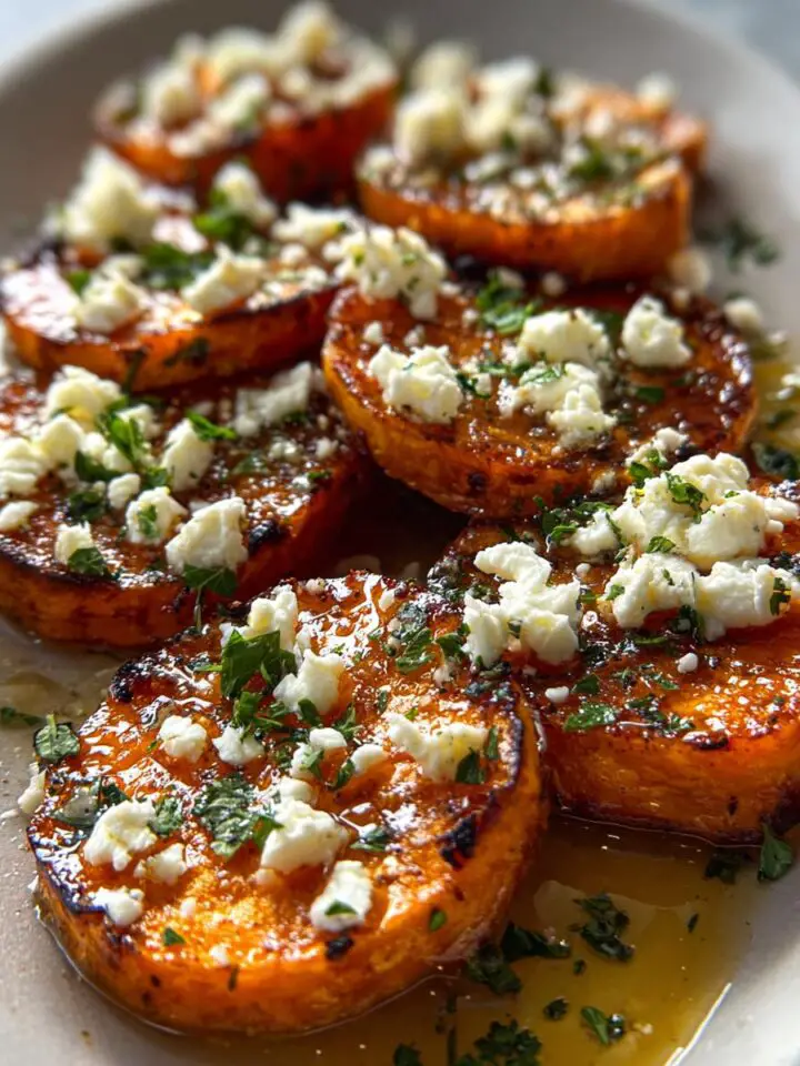 Roasted Sweet Potato Rounds with Honey & Feta