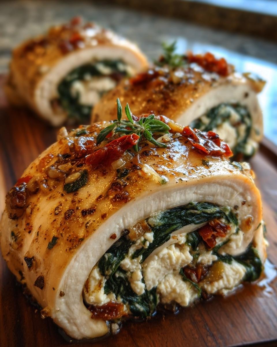 Rolled Up Chicken with Feta, Spinach, and Sun-Dried Tomatoes - detail 1