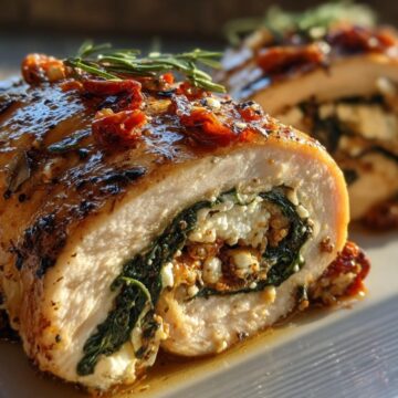 Rolled Up Chicken with Feta, Spinach, and Sun-Dried Tomatoes