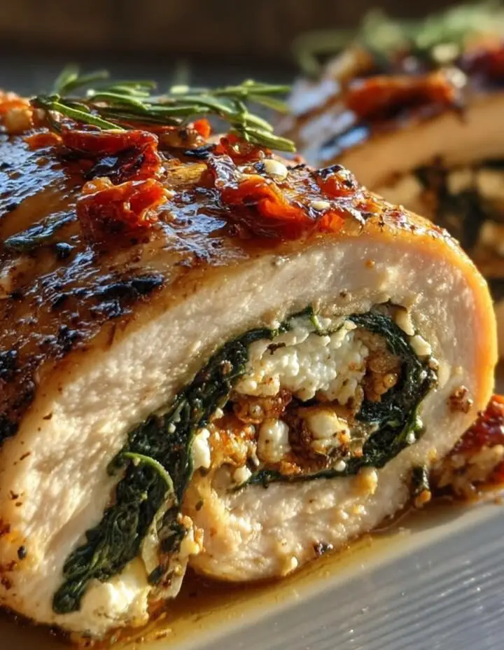 Rolled Up Chicken with Feta, Spinach, and Sun-Dried Tomatoes
