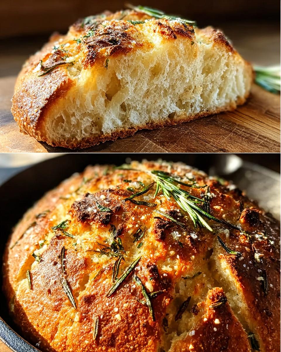 Rustic Garlic Rosemary Skillet Bread - detail 1
