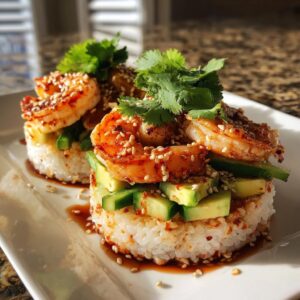 SPICY SHRIMP SUSHI STACKS