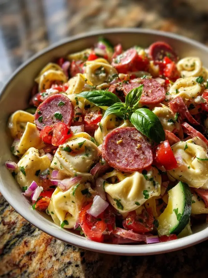Salami-Mozzarella Tortellini Pasta Salad