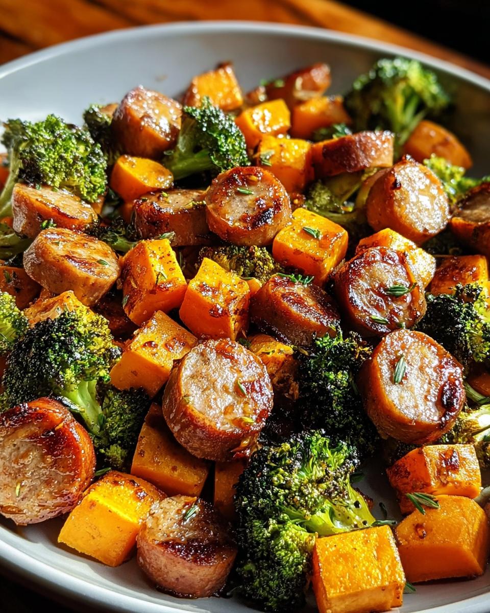 Sheet Pan Sausage and Sweet Potatoes with Honey Garlic Sauce - detail 2