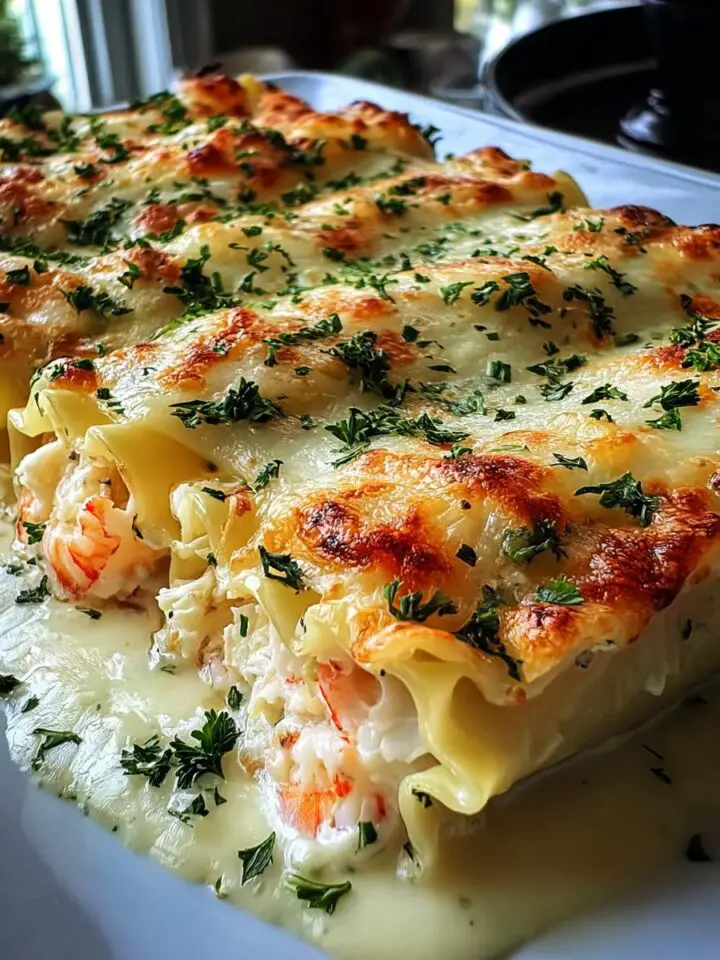 Shrimp & Crab Alfredo Lasagna Roll-Ups